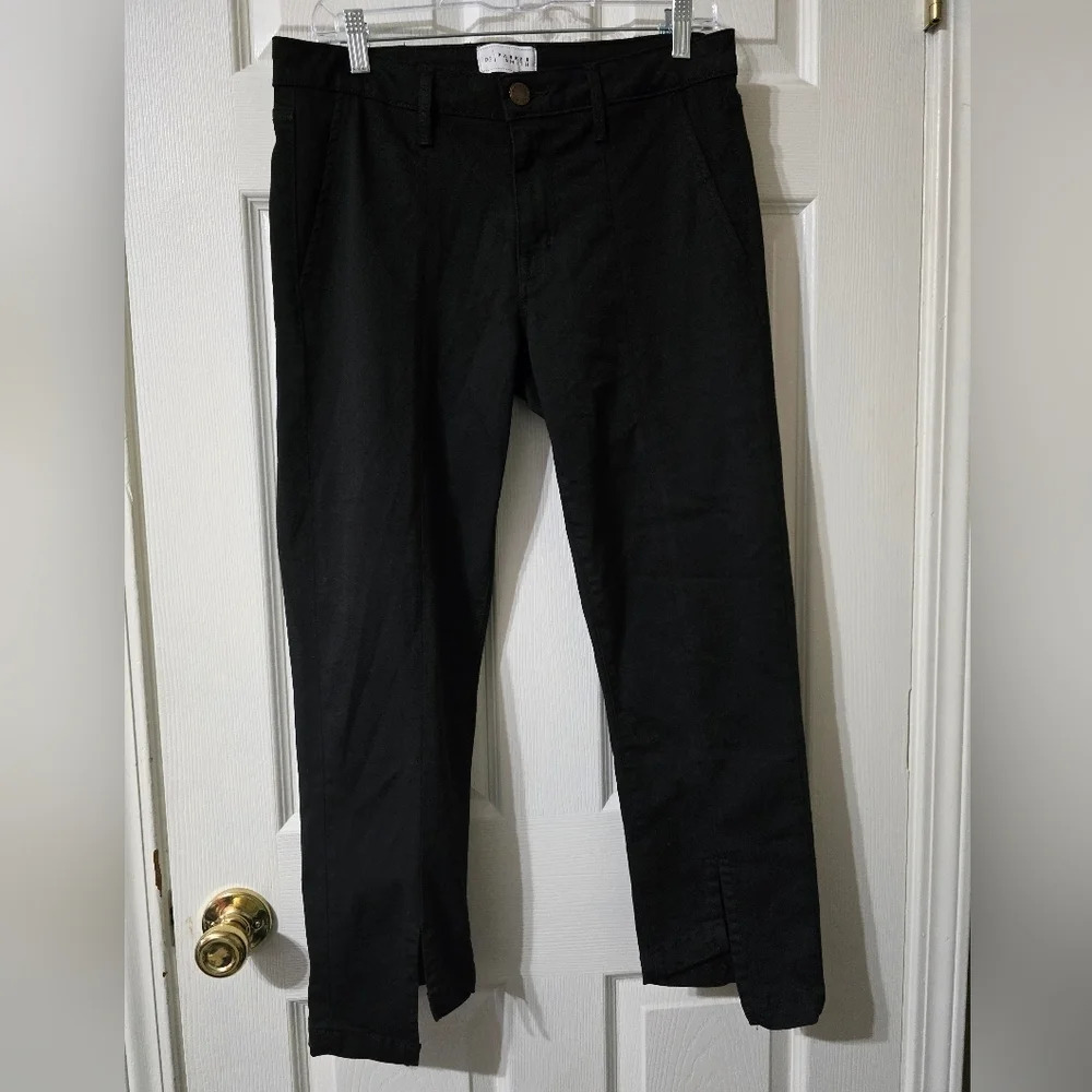 Parker Smith High Low Hem Black Modal Stretch Straight-Leg Trouser Jeans, Sz 29.